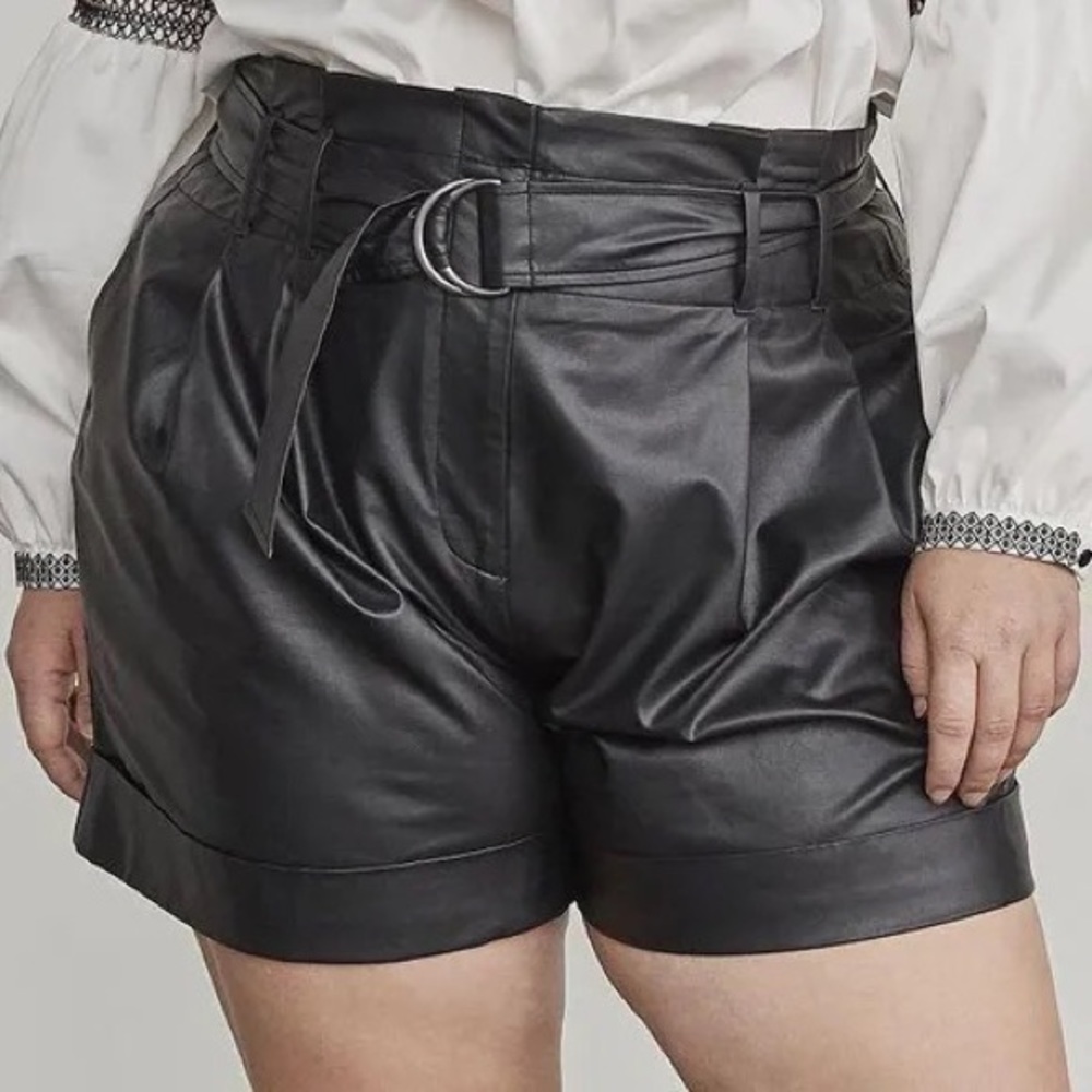 Elizabeth & James Faux Leather Paperbag Shorts NWT 16W